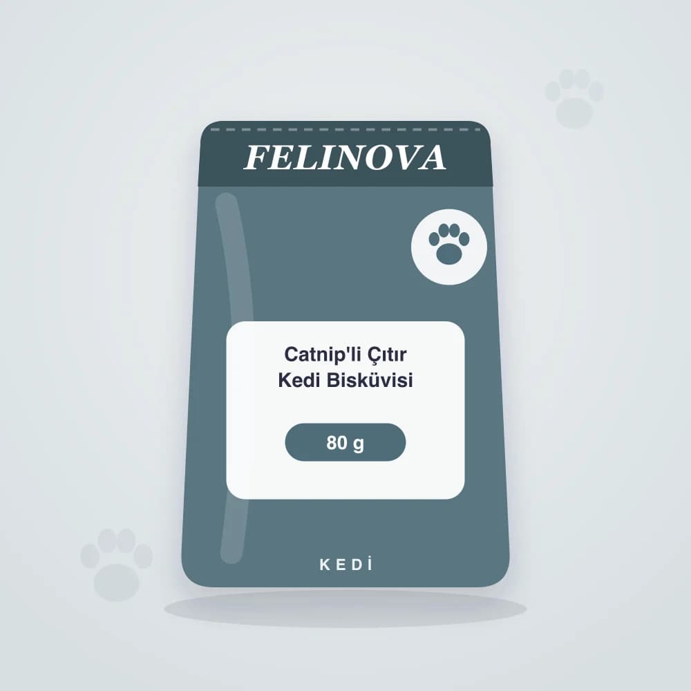 Felinova Catnip'li Çıtır Kedi Bisküvisi 80 g ambalaj görseli