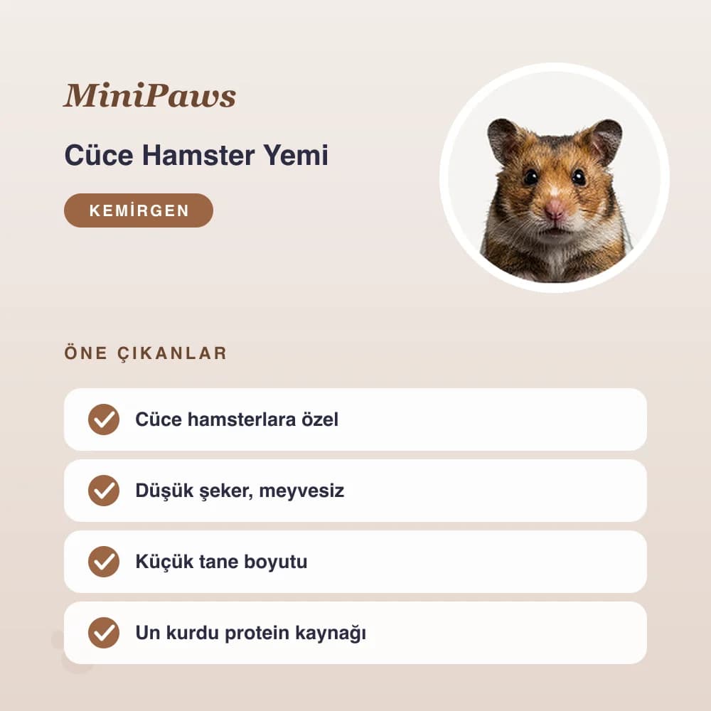 Cüce Hamster Yemi 400 g – öne çıkan özellikler