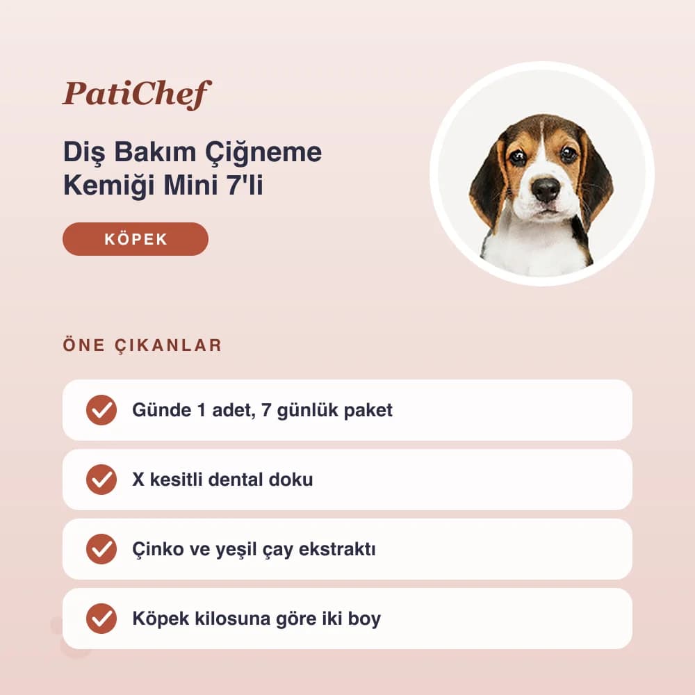 Diş Bakım Çiğneme Kemiği Mini 7'li – öne çıkan özellikler