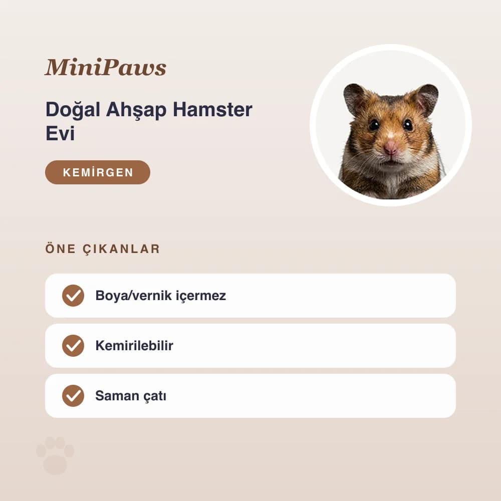 Doğal Ahşap Hamster Evi – öne çıkan özellikler