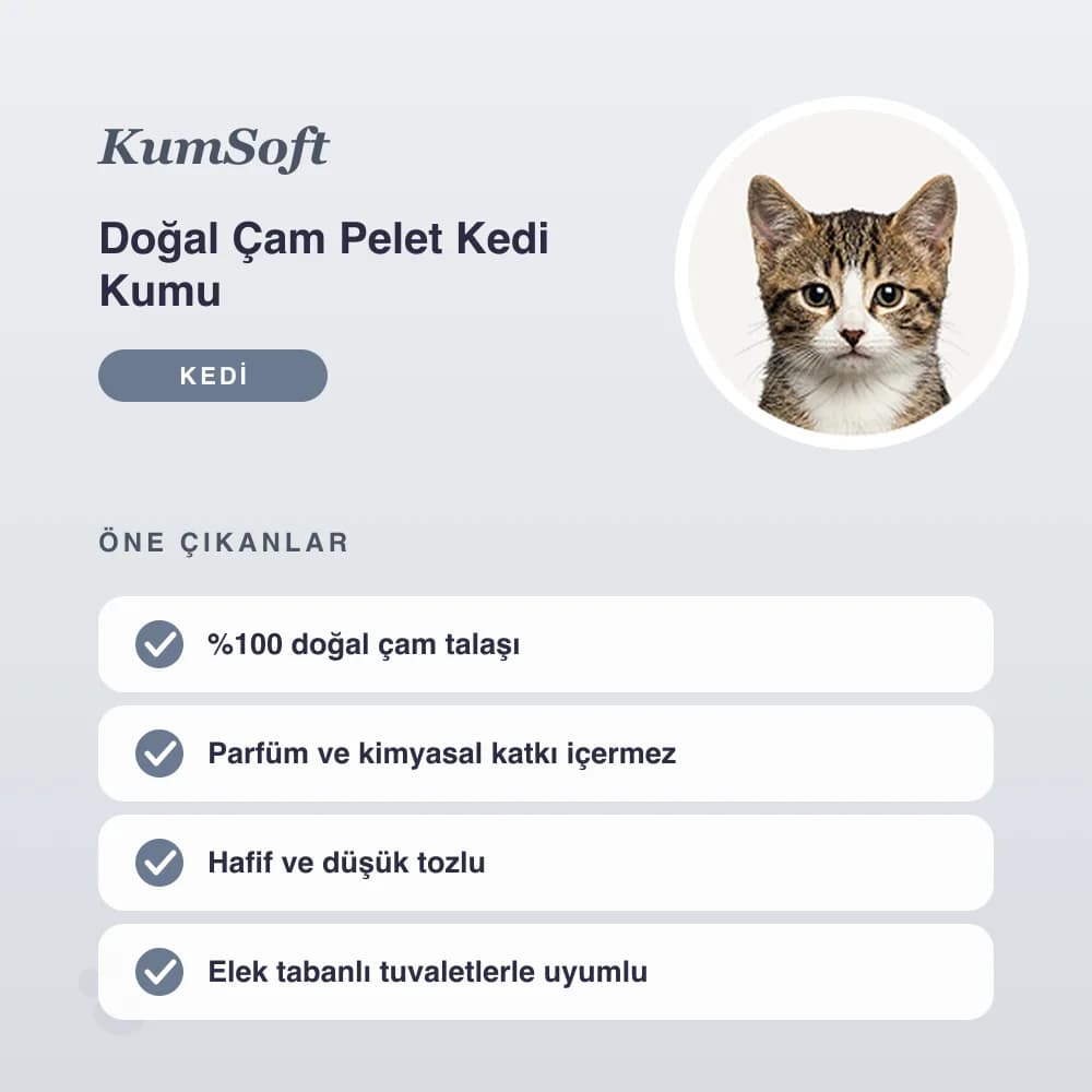Doğal Çam Pelet Kedi Kumu 10 L – öne çıkan özellikler