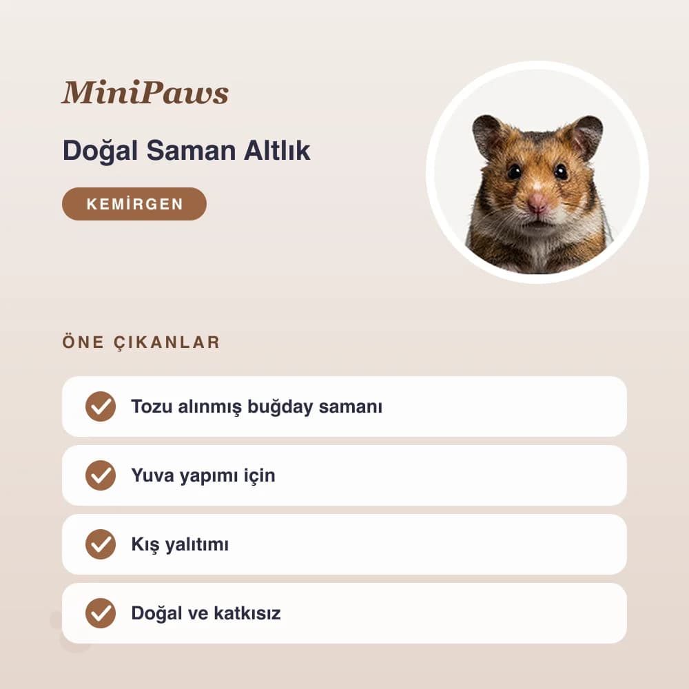 Doğal Saman Altlık 1 kg – öne çıkan özellikler