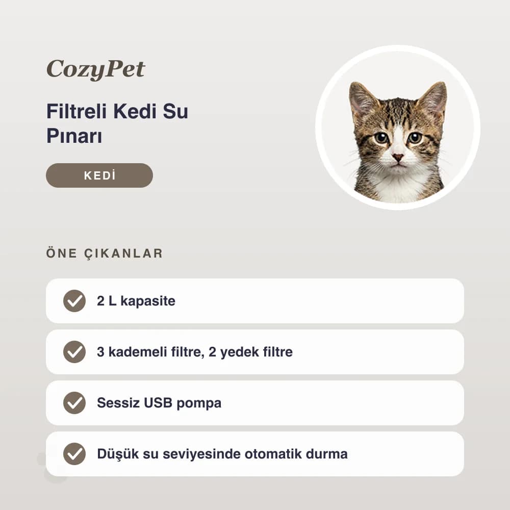 Filtreli Kedi Su Pınarı 2 L – öne çıkan özellikler