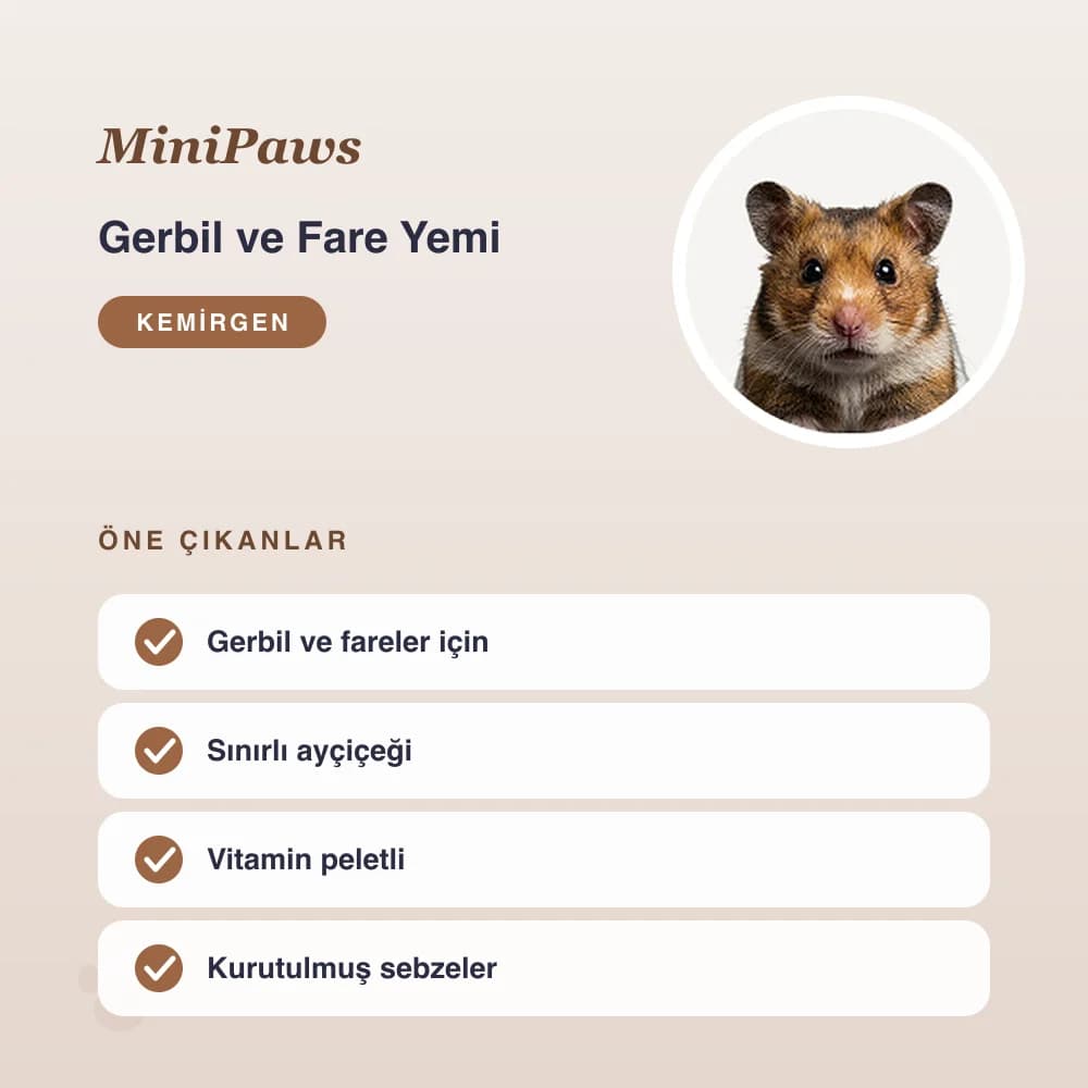Gerbil ve Fare Yemi 750 g – öne çıkan özellikler