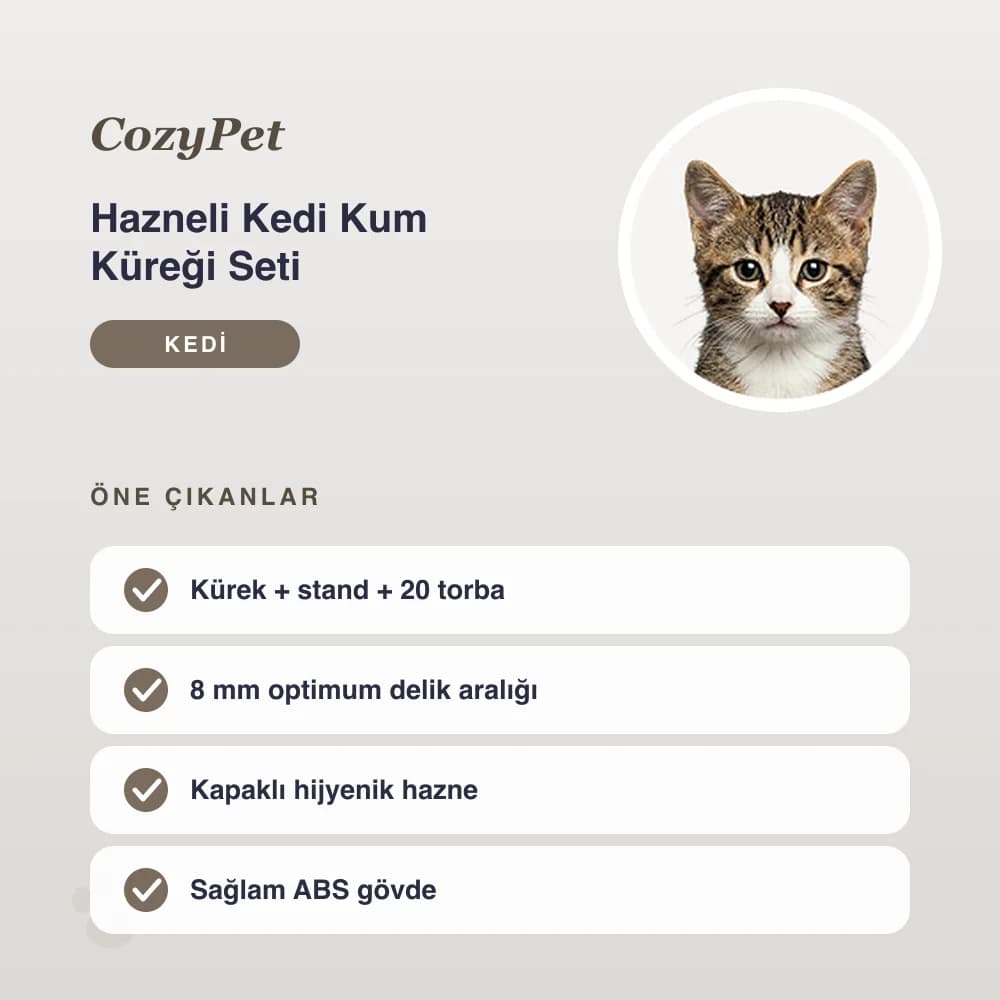 Hazneli Kedi Kum Küreği Seti – öne çıkan özellikler