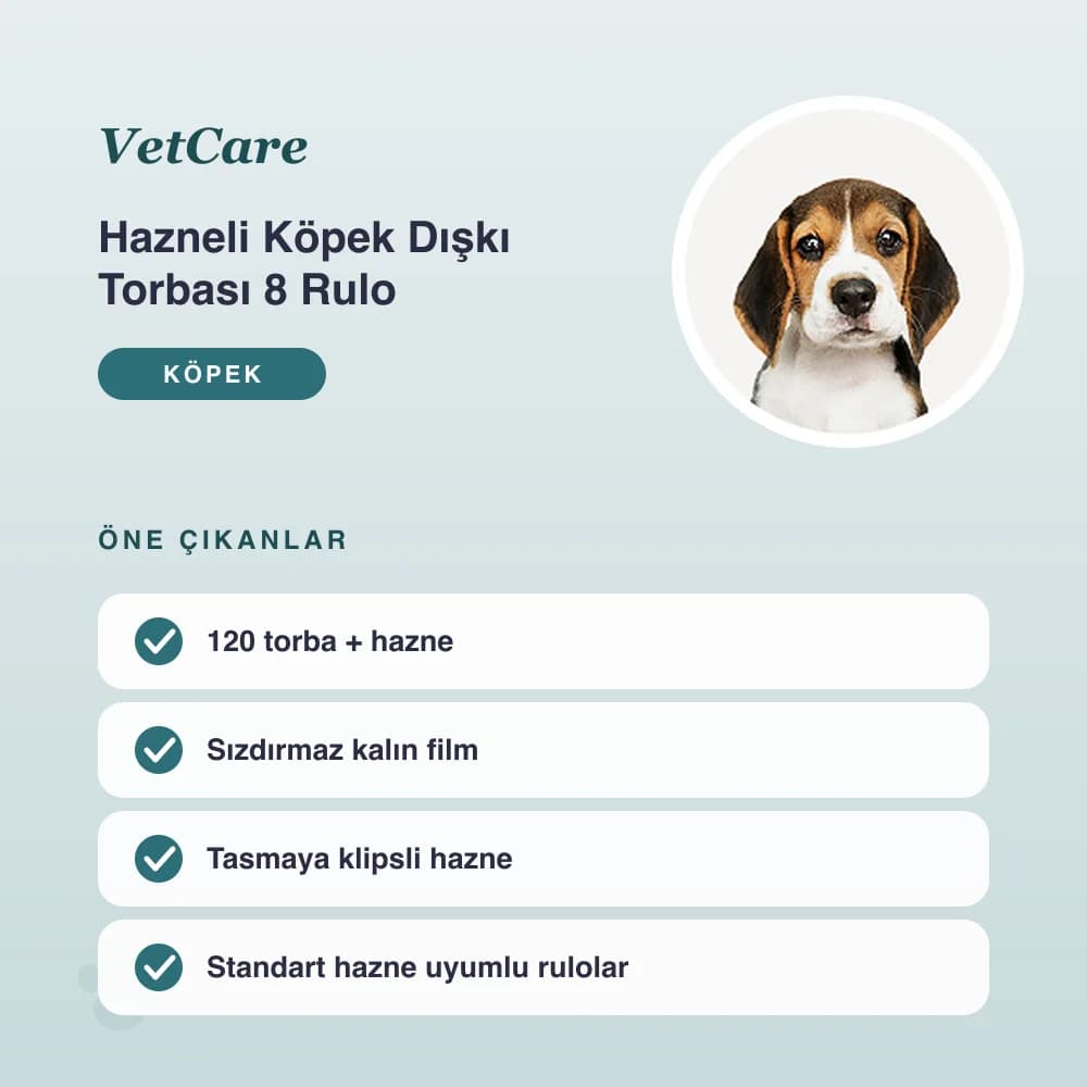 Hazneli Köpek Dışkı Torbası 8 Rulo – öne çıkan özellikler