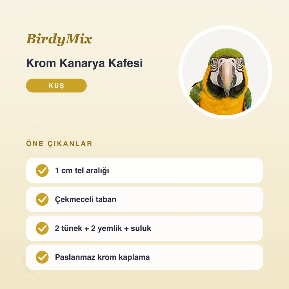 Krom Kanarya Kafesi 40 cm – öne çıkan özellikler