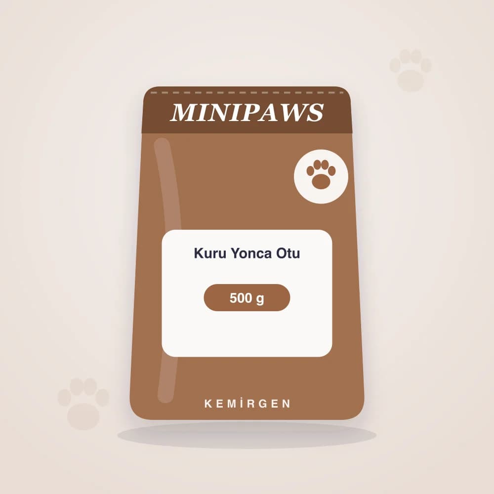 MiniPaws Kuru Yonca Otu 500 g ambalaj görseli