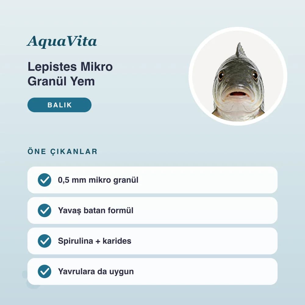 Lepistes Mikro Granül Yem 100 ml – öne çıkan özellikler