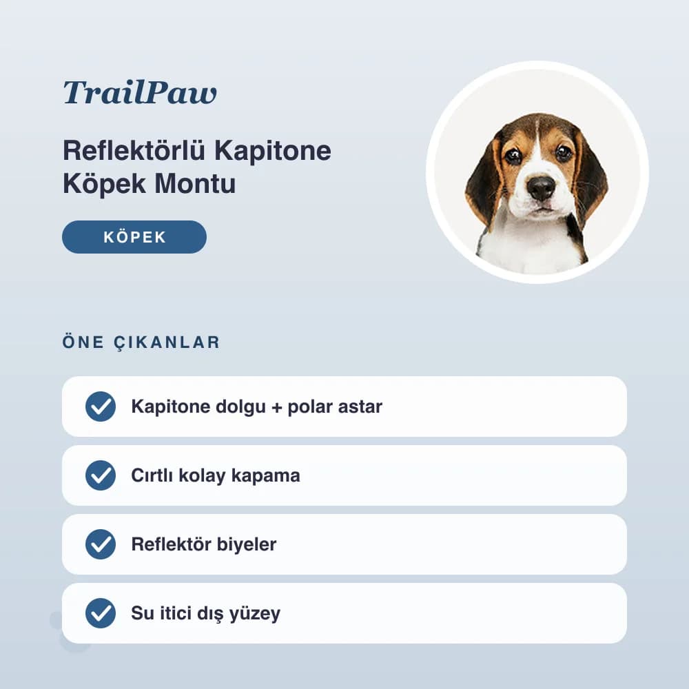 Reflektörlü Kapitone Köpek Montu – öne çıkan özellikler