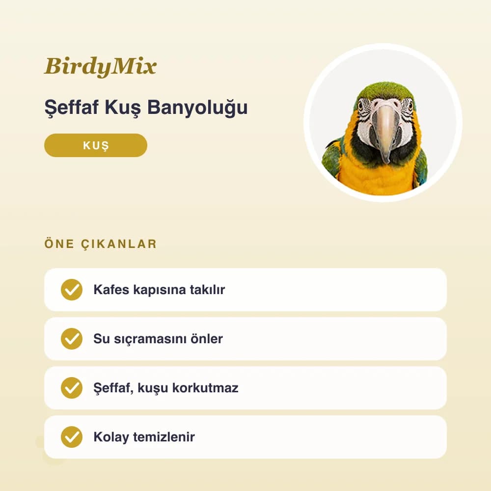 Şeffaf Kuş Banyoluğu – öne çıkan özellikler