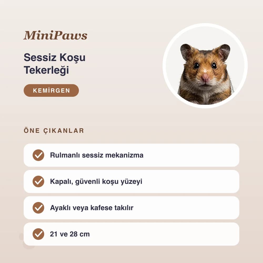 Sessiz Koşu Tekerleği 21 cm – öne çıkan özellikler