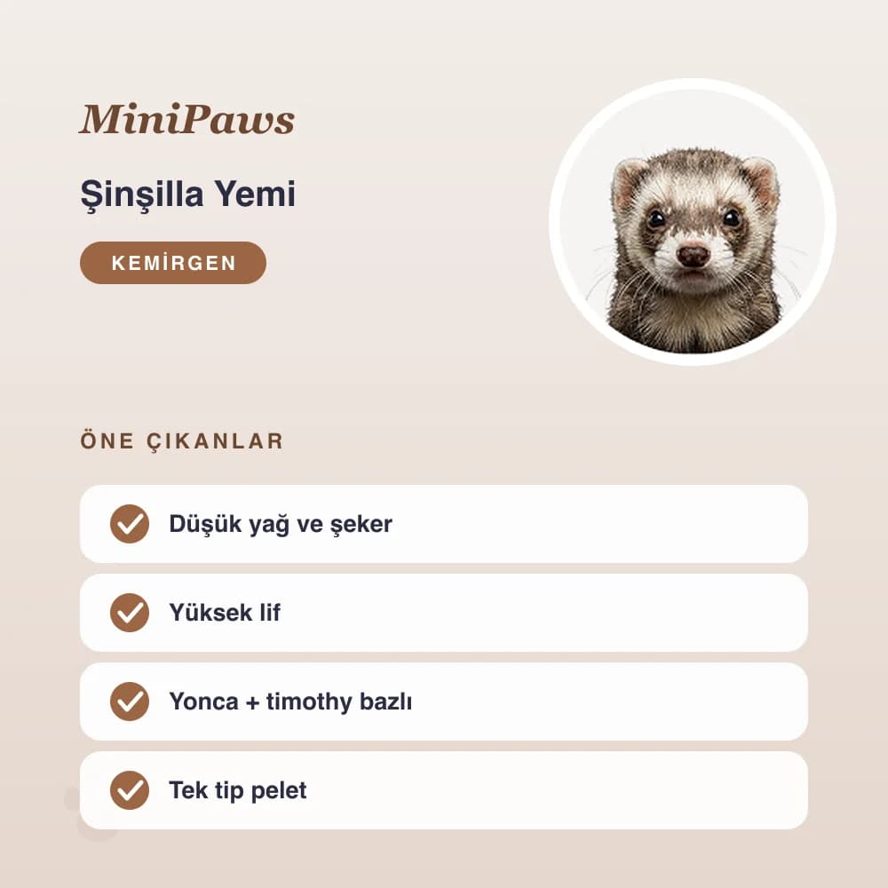 Şinşilla Yemi 1 kg – öne çıkan özellikler