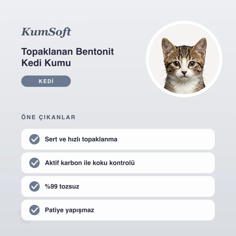 Topaklanan Bentonit Kedi Kumu 10 L – öne çıkan özellikler