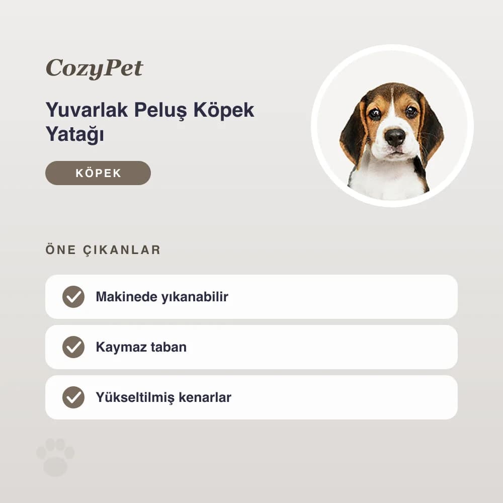 Yuvarlak Peluş Köpek Yatağı – öne çıkan özellikler